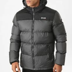 Remise 😍 Doudoune Capuche Utah 2 Gris Anthracite de Schott NYC 🌟 -Schott NYC Soldes schott nyc 227707 UTAH2 ANTHRACITE 20200807T120633 03