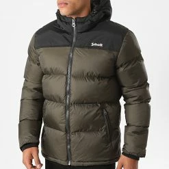 Meilleur prix 🥰 Doudoune Capuche Utah 2 Vert Kaki de Schott NYC 👍 -Schott NYC Soldes schott nyc 227709 UTAH2 KAKI 20200807T120706 03