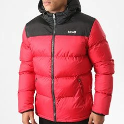 Sortie 🤩 Doudoune Capuche Utah 2 Rouge de Schott NYC 👏 -Schott NYC Soldes schott nyc 227718 UTAH2 RED 20200807T120144 03