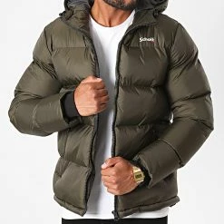 Meilleur prix 🔥 Doudoune Capuche Idaho Vert Kaki de Schott NYC 😉