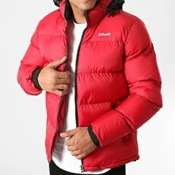 Meilleure vente ❤️ Doudoune Capuche Idaho Rouge de Schott NYC 🎉