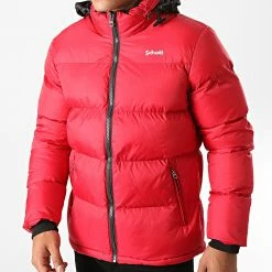 Meilleure vente ❤️ Doudoune Capuche Idaho Rouge de Schott NYC 🎉 -Schott NYC Soldes schott nyc 231573 IDAHO RED 20200914T151434 03