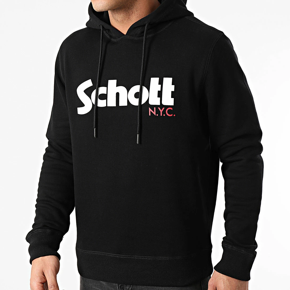 Promo ❤️ Sweat Capuche SWHOOD Noir de Schott NYC ✔️ 3 Promo ❤️ Sweat Capuche SWHOOD Noir de Schott NYC ✔️