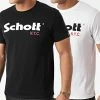Meilleure affaire 🛒 Lot De 2 Tee 👕 Shirts TS01MCLOGO Blanc Noir de Schott NYC ⌛