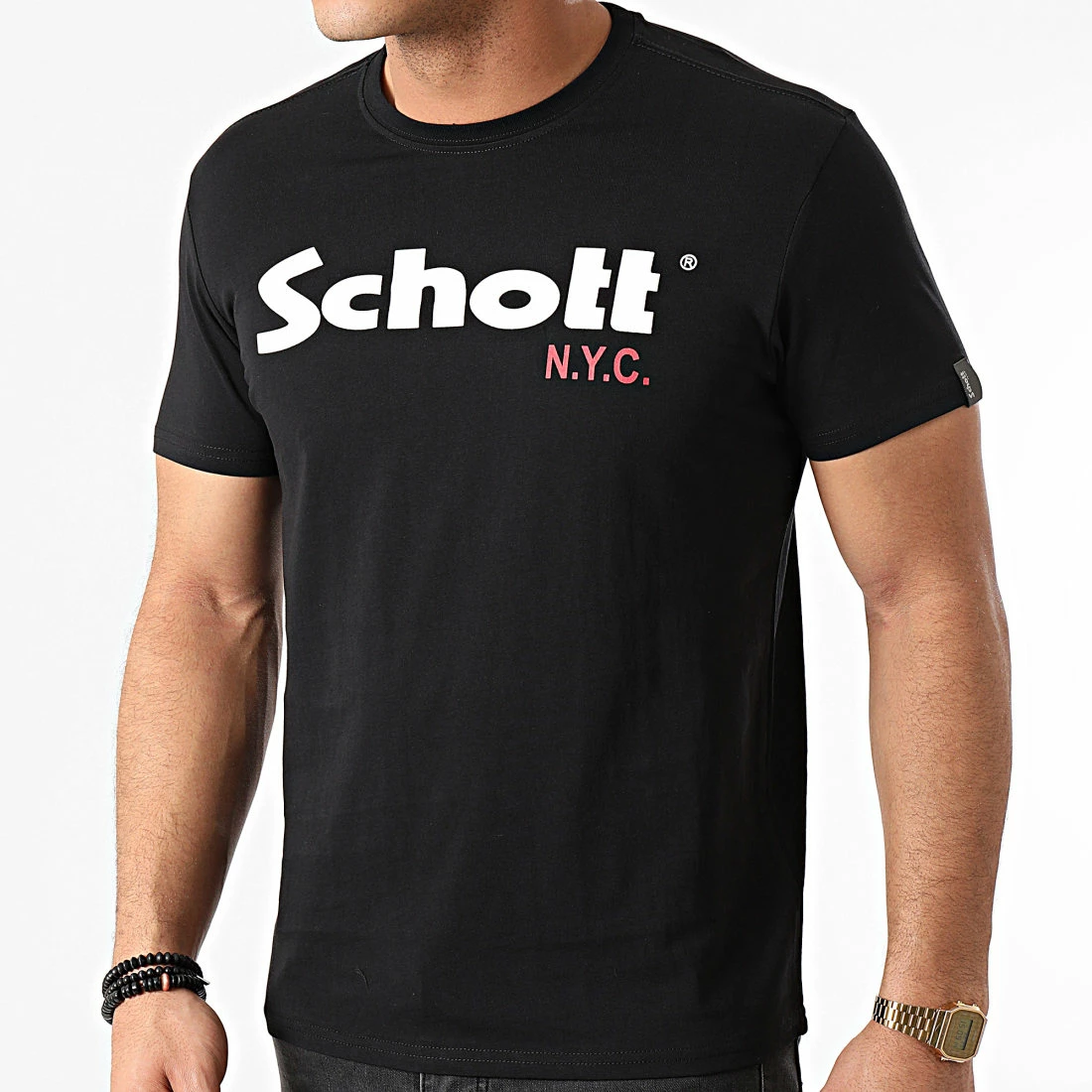 Meilleure affaire 🛒 Lot De 2 Tee 👕 Shirts TS01MCLOGO Blanc Noir de Schott NYC ⌛ 5 Meilleure affaire 🛒 Lot De 2 Tee 👕 Shirts TS01MCLOGO Blanc Noir de Schott NYC ⌛ – Image 3