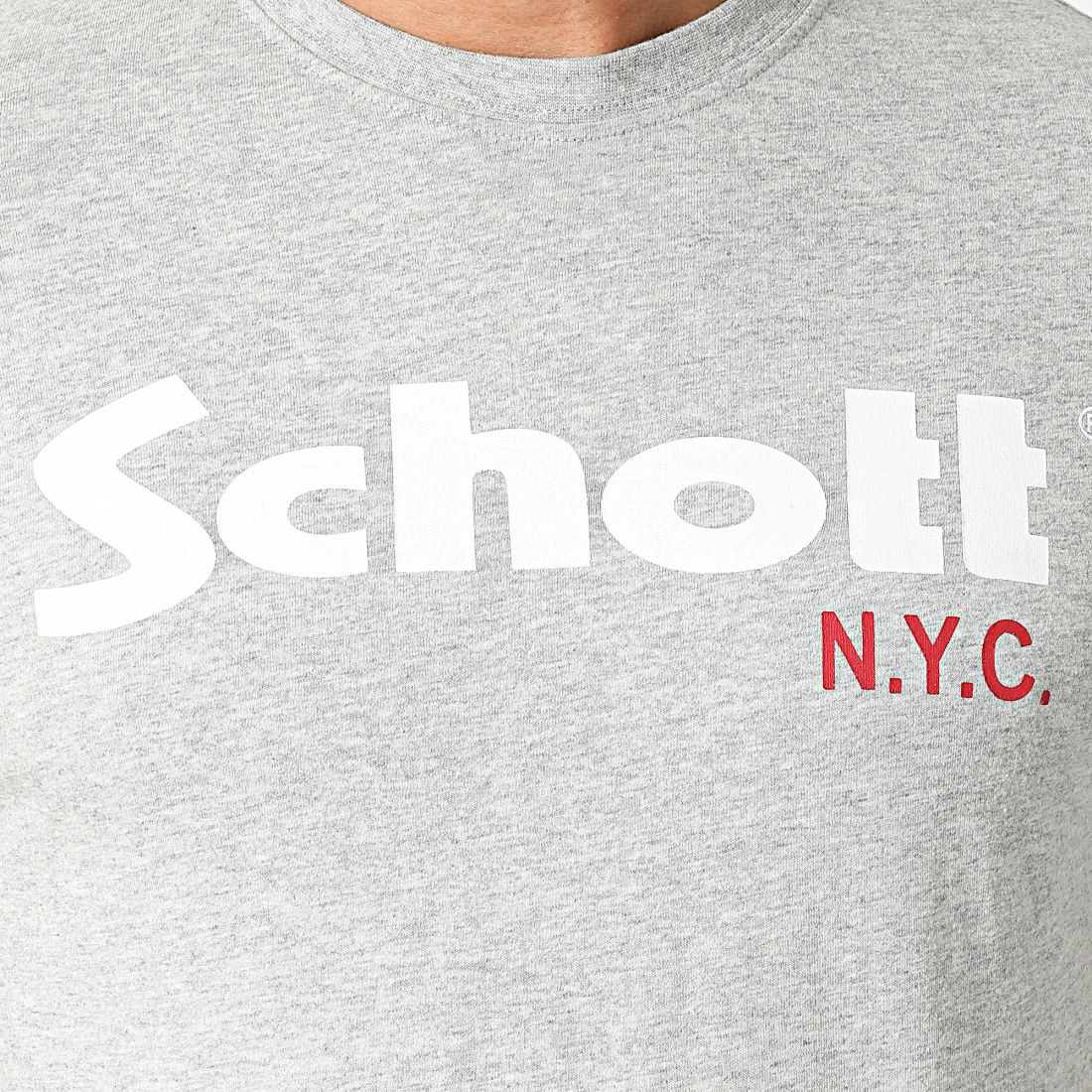 Nouveau ✔️ Lot De 2 Tee 👕 Shirts TS01MCLOGO Gris Chiné Noir de Schott NYC 🌟 4 Nouveau ✔️ Lot De 2 Tee 👕 Shirts TS01MCLOGO Gris Chiné Noir de Schott NYC 🌟 – Image 3
