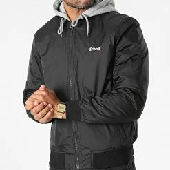 Le moins cher 🎉 Veste Zippée Capuche Oregon Noir de Schott NYC 🌟 -Schott NYC Soldes schott nyc 280596 OREGON BLACK 20210825T112057 03