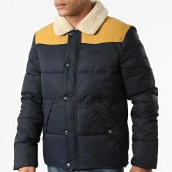 Meilleure vente 🎉 Doudoune Col Mouton Hills Bleu Marine Moutarde de Schott NYC 🧨 -Schott NYC Soldes schott nyc 284710 HILLS NAVY OCHRE 20210917T160234 03