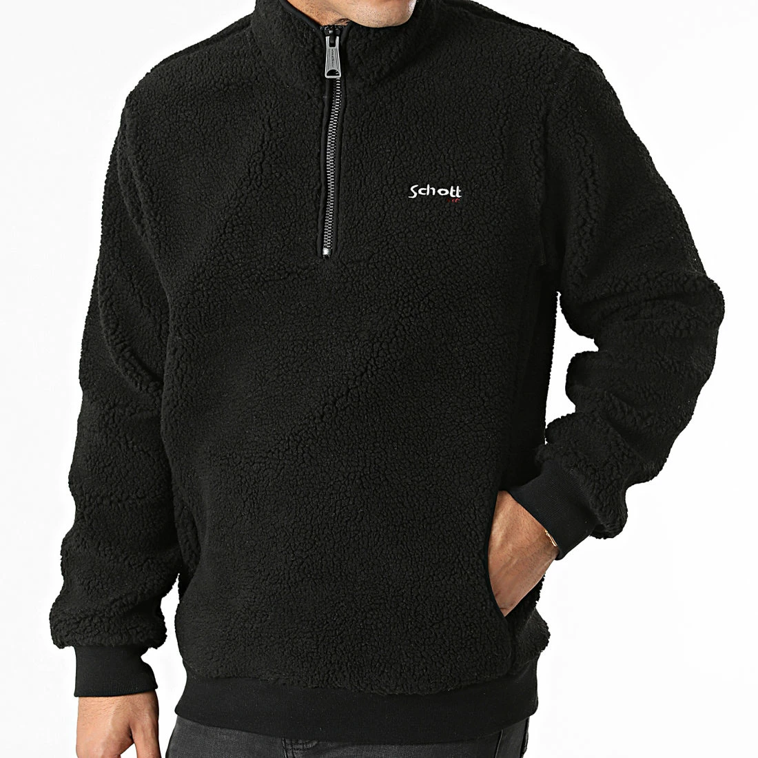 Bon marché 🧨 Sweat Polaire Col Zippé Fourrure SWANDRIC2 Noir de Schott NYC 🔔 5 Bon marché 🧨 Sweat Polaire Col Zippé Fourrure SWANDRIC2 Noir de Schott NYC 🔔 – Image 3