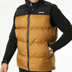 Le moins cher 😉 Doudoune Capuche Sans Manches Utahv Camel de Schott NYC 🔔