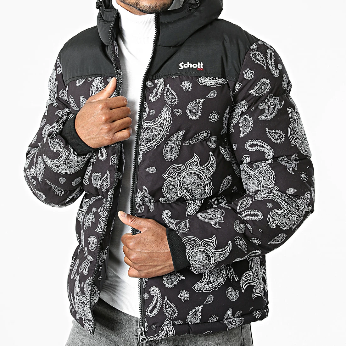 Meilleure vente ❤️ Doudoune Capuche Utah 2 Noir Bandana de Schott NYC 🥰 3 Meilleure vente ❤️ Doudoune Capuche Utah 2 Noir Bandana de Schott NYC 🥰