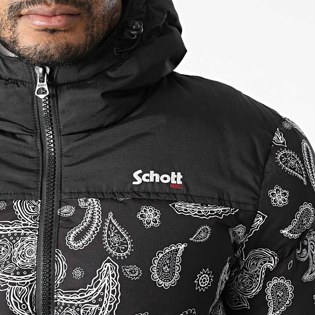 Meilleure vente ❤️ Doudoune Capuche Utah 2 Noir Bandana de Schott NYC 🥰 4 Meilleure vente ❤️ Doudoune Capuche Utah 2 Noir Bandana de Schott NYC 🥰 – Image 2