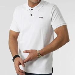 Acheter ❤️ Polo Manches Courtes Milton Blanc de Schott NYC 🤩 -Schott NYC Soldes schott nyc 298047 PSMILTON WHITE NAVY 20220125T160441 03