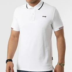 Remise 🛒 Polo A Manches Courtes Devon Blanc de Schott NYC 🔔