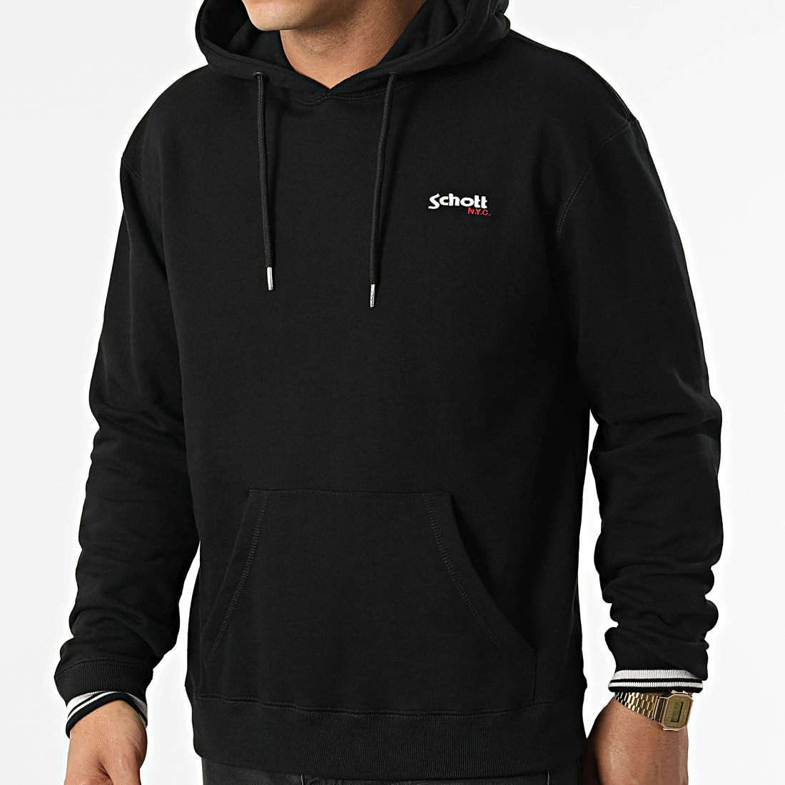 Nouveau 🔔 Sweat Capuche Emmet 2 Noir de Schott NYC ⌛ 3 Nouveau 🔔 Sweat Capuche Emmet 2 Noir de Schott NYC ⌛