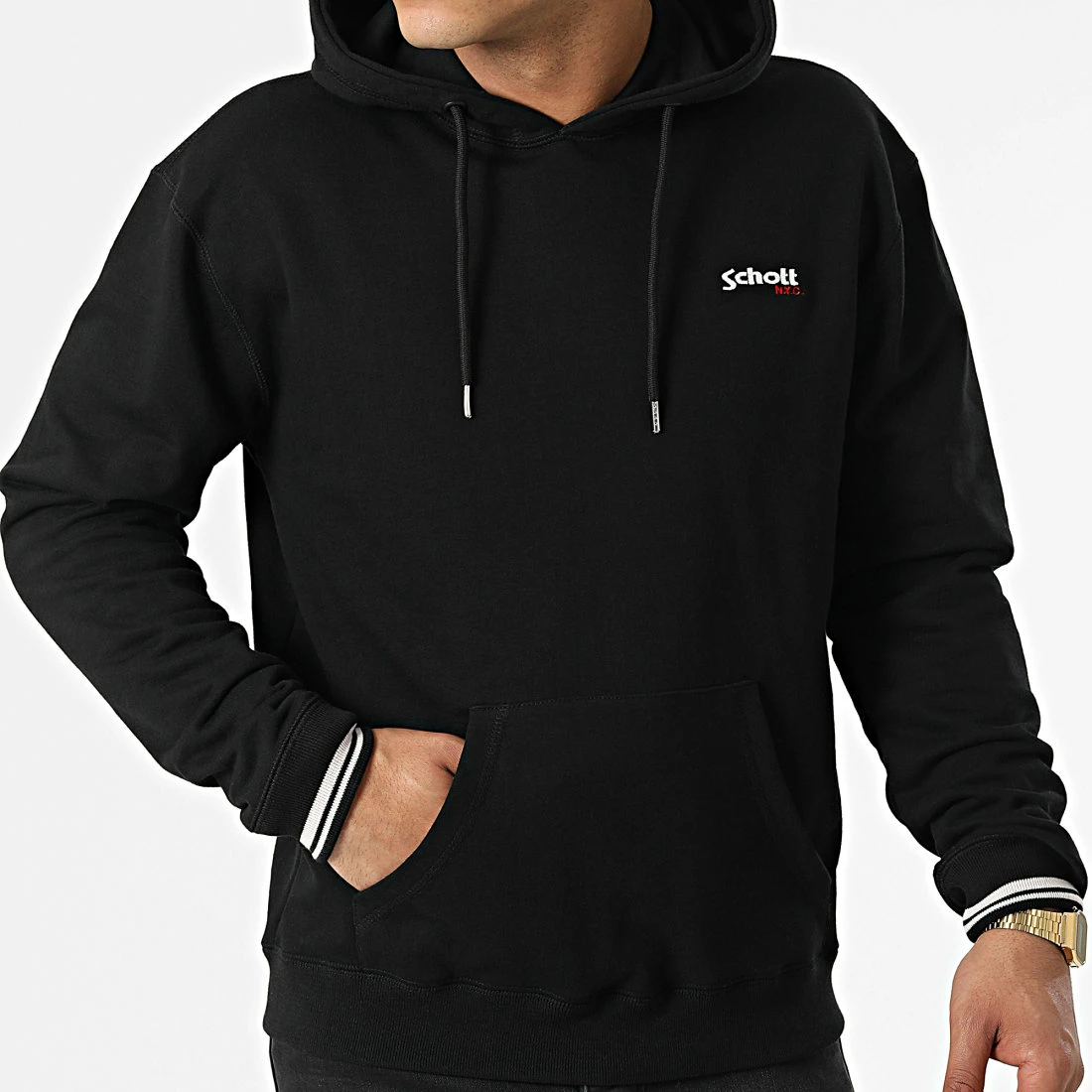 Nouveau 🔔 Sweat Capuche Emmet 2 Noir de Schott NYC ⌛ 5 Nouveau 🔔 Sweat Capuche Emmet 2 Noir de Schott NYC ⌛ – Image 3