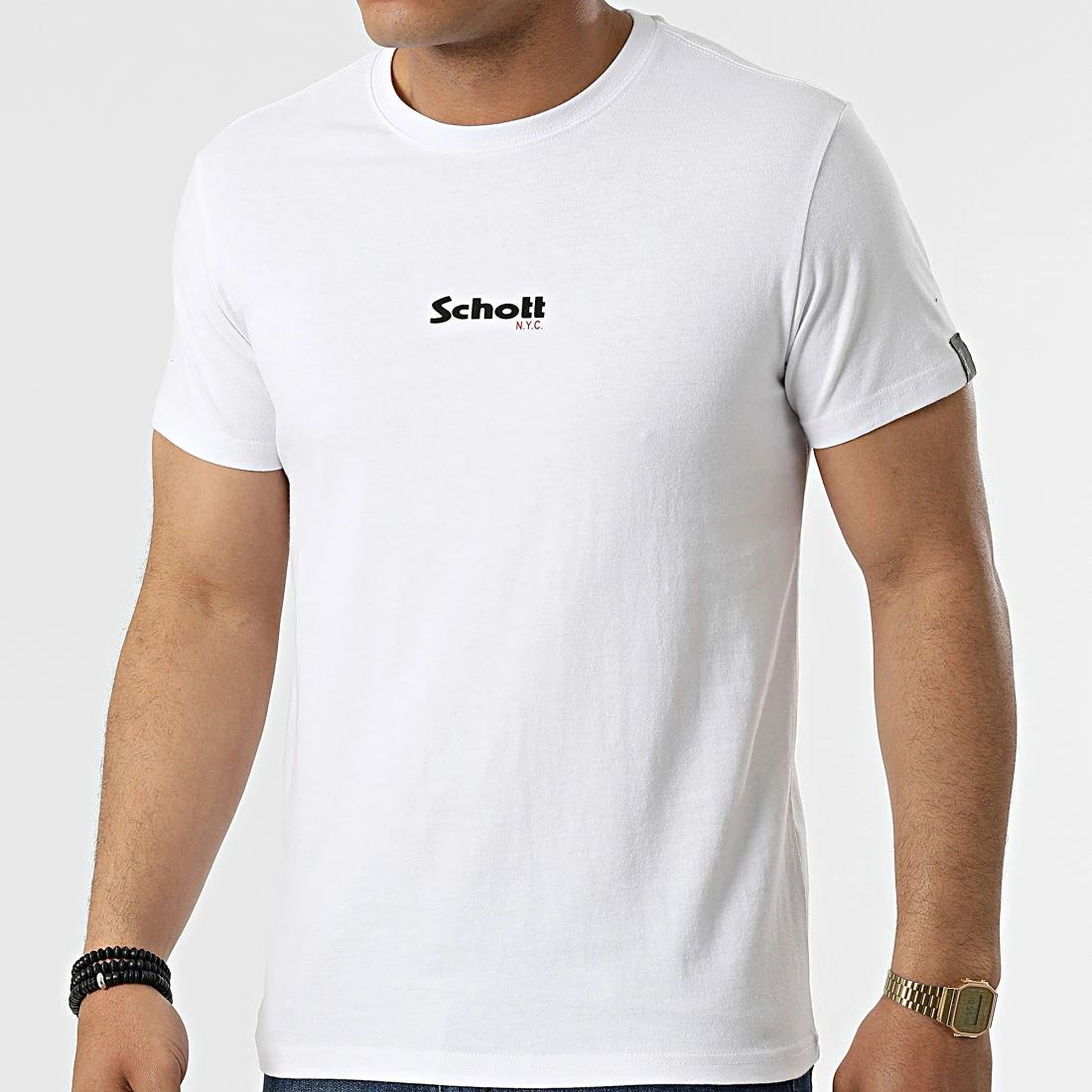 Meilleure vente 😉 Lot De 2 Tee 👕 Shirts Logo 2 Blanc Bleu Marine de Schott NYC 🥰 5 Meilleure vente 😉 Lot De 2 Tee 👕 Shirts Logo 2 Blanc Bleu Marine de Schott NYC 🥰 – Image 3