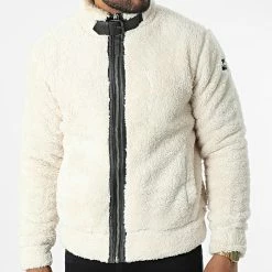 Offres 👏 Veste Zippée En Fourrure Shepard Beige de Schott NYC 👍