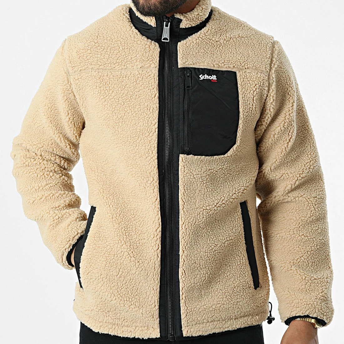 Coupon 😍 Veste Zippée Polaire SWWADE1 Beige de Schott NYC 😍 5 Coupon 😍 Veste Zippée Polaire SWWADE1 Beige de Schott NYC 😍 – Image 3