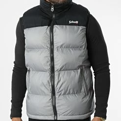 Offres 😍 Doudoune Capuche Sans Manches Utahv Gris de Schott NYC 🔥