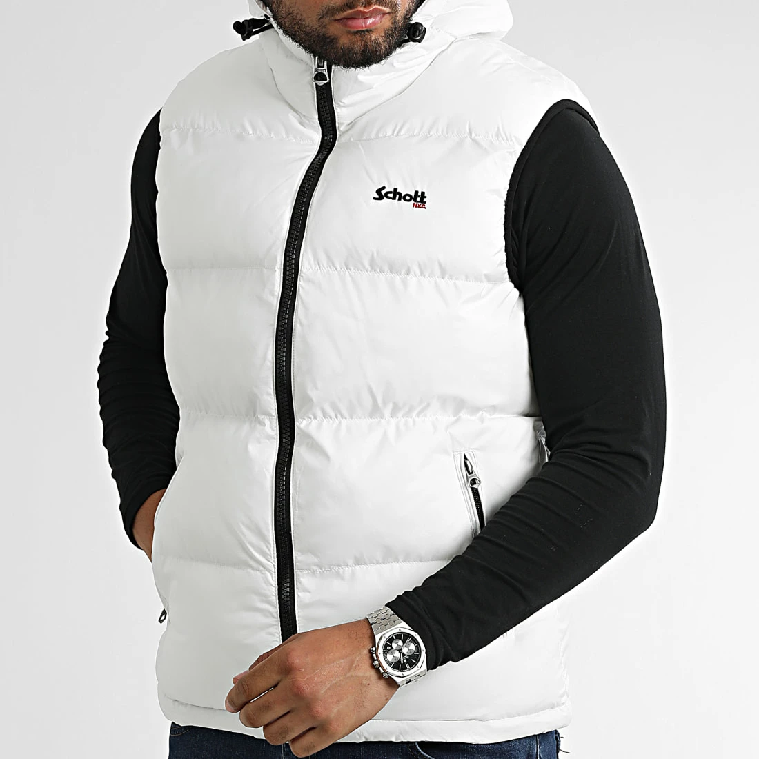 Tout neuf 🌟 Doudoune Capuche Sans Manches Idaho 2V Blanc de Schott NYC 🥰 5 Tout neuf 🌟 Doudoune Capuche Sans Manches Idaho 2V Blanc de Schott NYC 🥰 – Image 3