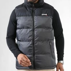 Bon marché 😀 Doudoune Capuche Sans Manches Utahv Gris Anthracite de Schott NYC 🔥