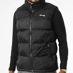 Tout neuf ❤️ Doudoune Capuche Sans Manches Utahv Noir de Schott NYC 🔔