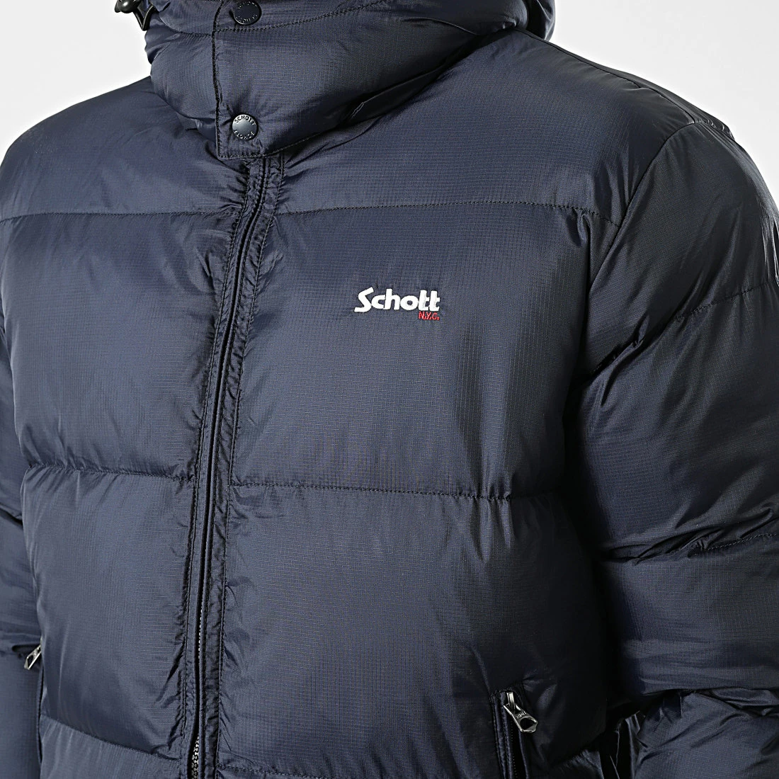 Budget 👍 Doudoune Capuche Chicago Bleu Marine de Schott NYC 👏 4 Budget 👍 Doudoune Capuche Chicago Bleu Marine de Schott NYC 👏 – Image 2