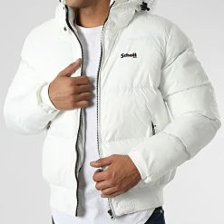 De gros ✨ Doudoune Capuche Chicago Blanc de Schott NYC ⭐