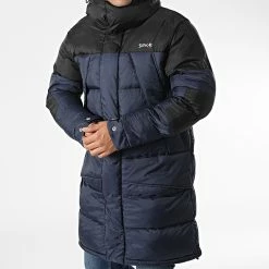 Tout neuf 🌟 Doudoune Capuche Longue Ontario Bleu Marine de Schott NYC 😀 -Schott NYC Soldes schott nyc 342928 ONTARIO BLACK NAVY 20221010T160123 03