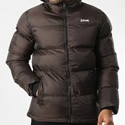 Vente flash 🎉 Doudoune Capuche Idaho 2 Marron de Schott NYC 😍 -Schott NYC Soldes schott nyc 344483 IDAHO2 DARK BROWN 20221021T155535 03