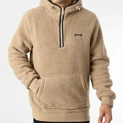 Offres 🥰 Sweat Capuche Col Zippé Fourrure Mouton Swandric Beige de Schott NYC ⌛