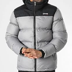 Grosses soldes ⭐ Doudoune Capuche Utah 2 Gris de Schott NYC 💯