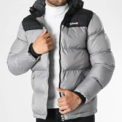 Grosses soldes ⭐ Doudoune Capuche Utah 2 Gris de Schott NYC 💯 -Schott NYC Soldes schott nyc 345991 UTAH2 SILVER 20221103T122303 03