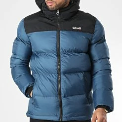 Grosses soldes 😀 Doudoune Capuche Utah 2 Bleu Marine de Schott NYC 🌟 -Schott NYC Soldes schott nyc 345992 UTAH2 STEEL BLUE 20221103T122344 03