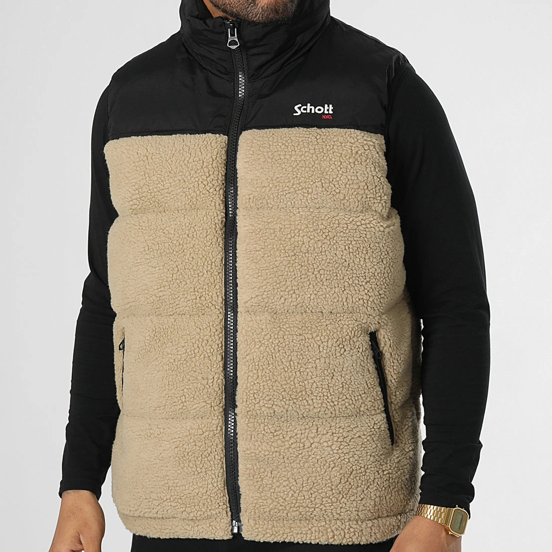 Grosses soldes 😉 Doudoune Sherpa Capuche Sans Manches Utahsherpav Beige de Schott NYC 🌟 3 Grosses soldes 😉 Doudoune Sherpa Capuche Sans Manches Utahsherpav Beige de Schott NYC 🌟