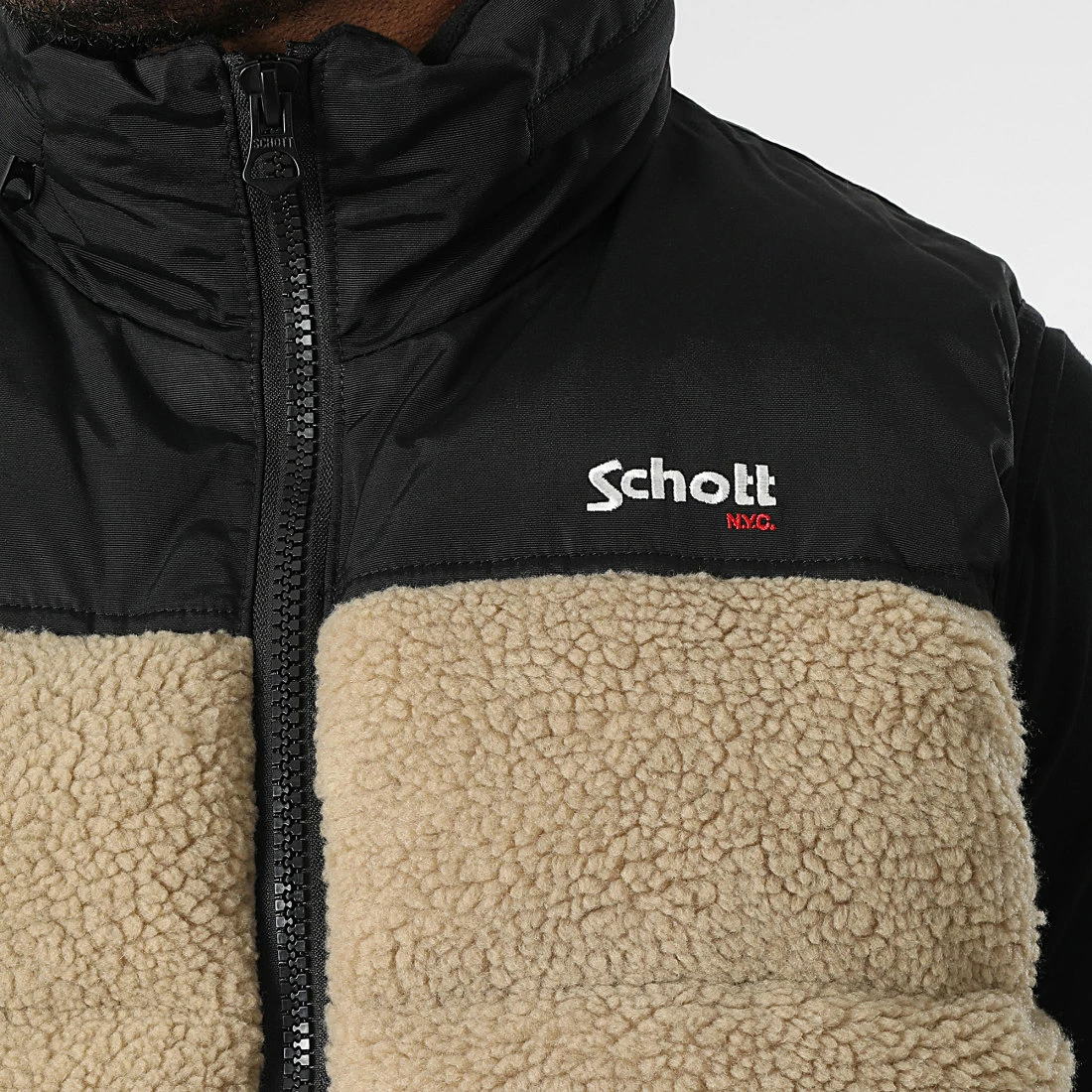 Grosses soldes 😉 Doudoune Sherpa Capuche Sans Manches Utahsherpav Beige de Schott NYC 🌟 4 Grosses soldes 😉 Doudoune Sherpa Capuche Sans Manches Utahsherpav Beige de Schott NYC 🌟 – Image 2