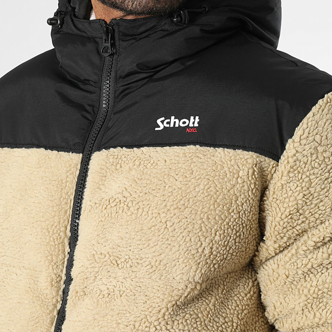 Vente flash ⌛ Doudoune Sherpa Capuche Utahsherpa2 Beige de Schott NYC 👍 4 Vente flash ⌛ Doudoune Sherpa Capuche Utahsherpa2 Beige de Schott NYC 👍 – Image 2