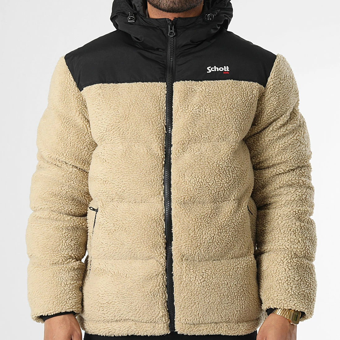 Vente flash ⌛ Doudoune Sherpa Capuche Utahsherpa2 Beige de Schott NYC 👍 5 Vente flash ⌛ Doudoune Sherpa Capuche Utahsherpa2 Beige de Schott NYC 👍 – Image 3