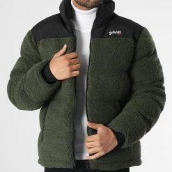 Budget 🤩 Doudoune Sherpa Capuche Utahsherpa Vert Kaki de Schott NYC 🔔