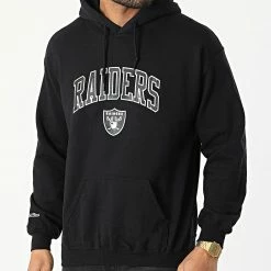 Sortie ✔️ Sweat Capuche Las Vegas Raiders Team Arch Noir de Mitchell and Ness ✔️