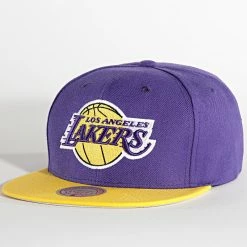 Coupon 😍 Casquette Snapback Team 2 Tone 2 Los Angeles Lakers Violet de Mitchell and Ness 🔔