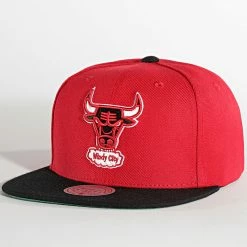 Budget ⌛ Casquette Snapback Team 2 Tone 2 Chicago Bulls Rouge de Mitchell and Ness 😍