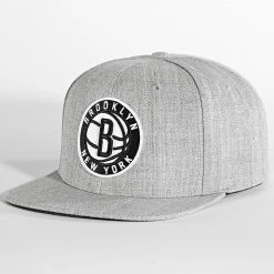 Nouveau ✔️ Casquette Snapback Team Heather 2 Brooklyn Nets Gris Chiné de Mitchell and Ness 🎉