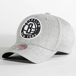 Vente flash 🌟 Casquette Team Heather 2 Stretch Brooklyn Nets Gris Chiné de Mitchell and Ness 🥰