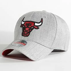 Sortie 🎉 Casquette Team Heather 2 Stretch Chicago Bulls Gris Chiné de Mitchell and Ness ❤️