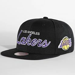 Coupon 🌟 Casquette Snapback Team Script 2 Los Angeles Lakers Noir de Mitchell and Ness ⭐