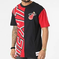 Promo 🧨 Tee 👕 Shirt Miami Heat TCRW1226-LAL Rouge Noir de Mitchell and Ness 👏