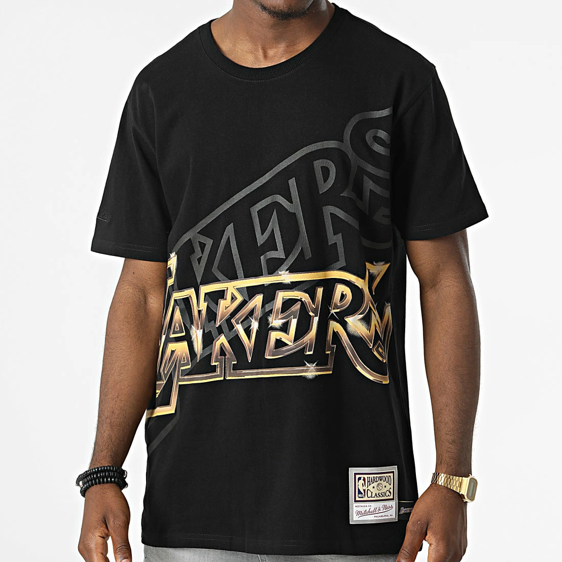 Nouveau 💯 Tee 👕 Shirt Oversize NBA Big Face Los Angeles Lakers Noir de Mitchell and Ness 🔔 5 Nouveau 💯 Tee 👕 Shirt Oversize NBA Big Face Los Angeles Lakers Noir de Mitchell and Ness 🔔 – Image 3