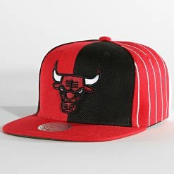 Le moins cher 🎉 Casquette Snapback What The Pinstripe Chicago Bulls Rouge de Mitchell and Ness 🎁